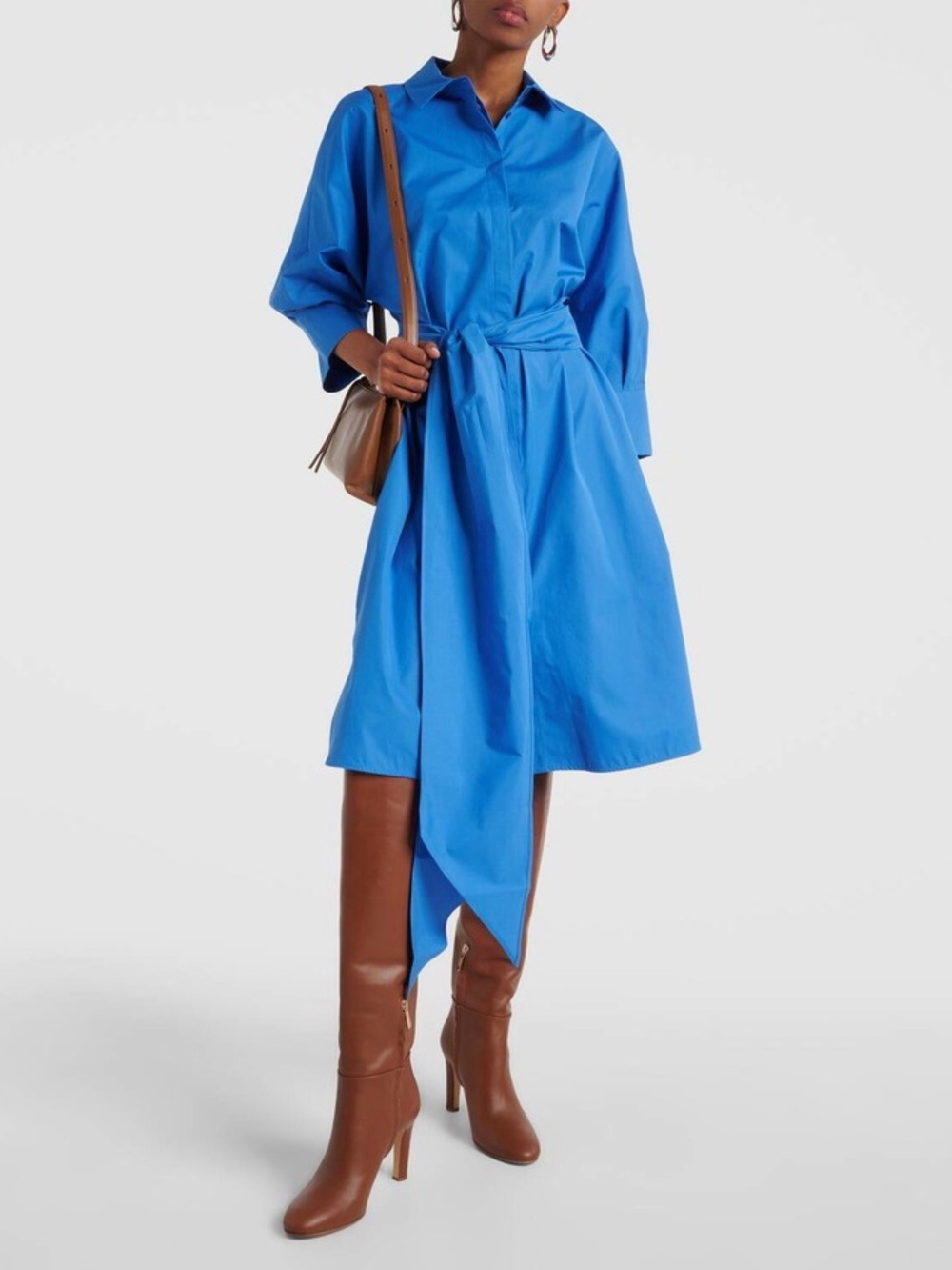 ‘S MaxMara Cobalt Blue Tabata Tie-Waist Shirt Dress